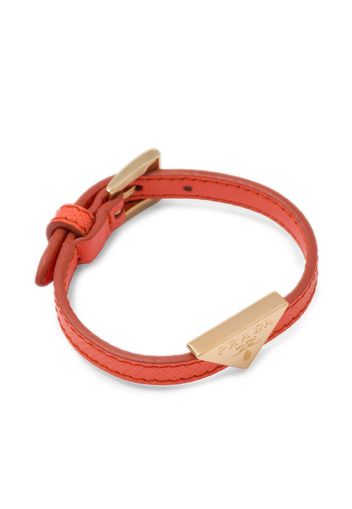 Prada Bracciale in pelle con logo - Arancione