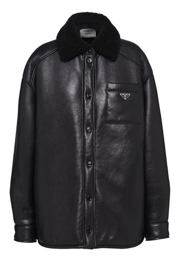 Prada shearling collar button-up jacket - Nero