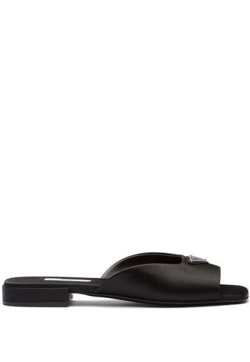 Prada flat satin sandals - Nero