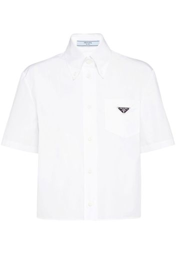 Prada Camicia crop con placca logo - F0009 WHITE