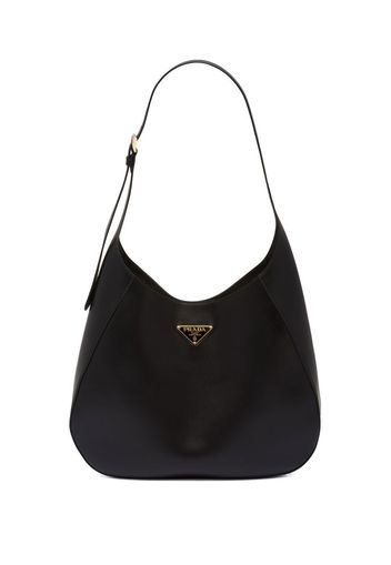 Prada triangle logo leather shoulder bag - Nero