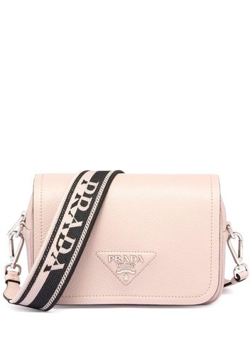 Prada logo-plaque leather shoulder bag - Rosa