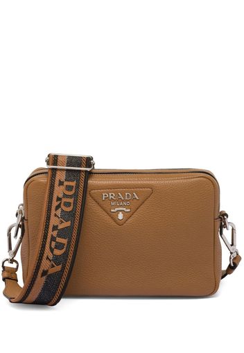 Prada Borsa a tracolla con placca logo - Marrone