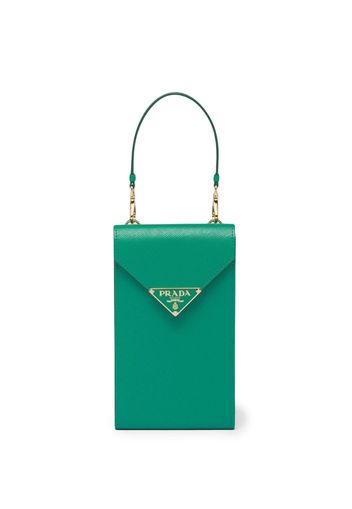 Prada Borsa mini con placca logo in pelle - Verde