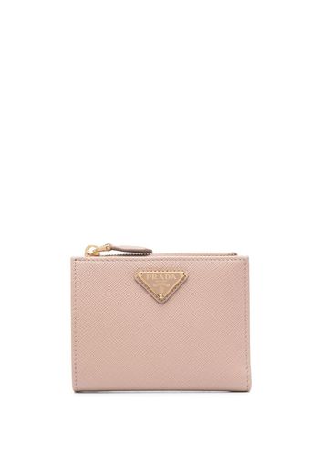 Prada logo-plaque grained leather wallet - Rosa