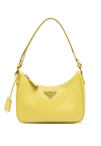 Prada Borsa a spalla con placca logo - Giallo