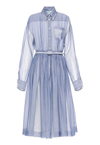 Prada organza midi shirt dress - F022X BLUE/WHITE