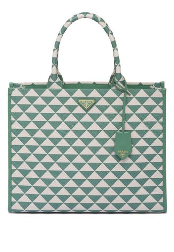 Prada Borsa tote Symbole grande con ricamo - Verde