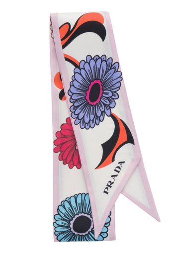 Prada floral-print neck scarf - Bianco