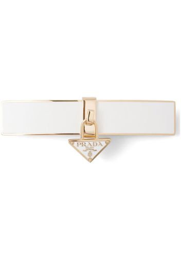 Prada enamel triangle hair clip - Bianco