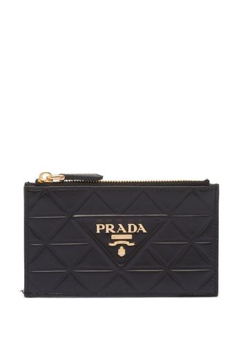 Prada triangle-logo quilted leather card holder - Nero