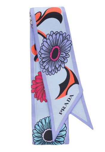 Prada floral-print scarf - Blu
