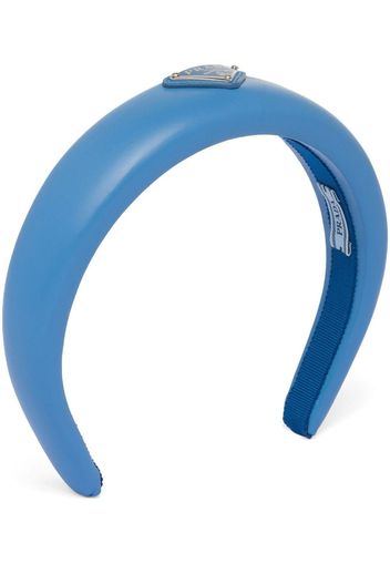 Prada leather logo-patch headband - Blu