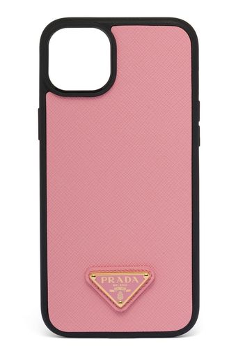 Prada triangle-logo iPhone 14 Max case - Rosa