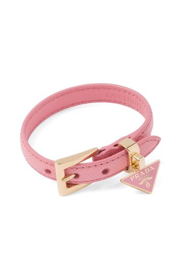 Prada logo-charm Saffiano leather bracelet - Rosa