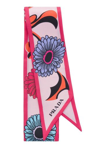 Prada floral-print twill scarf - Rosa