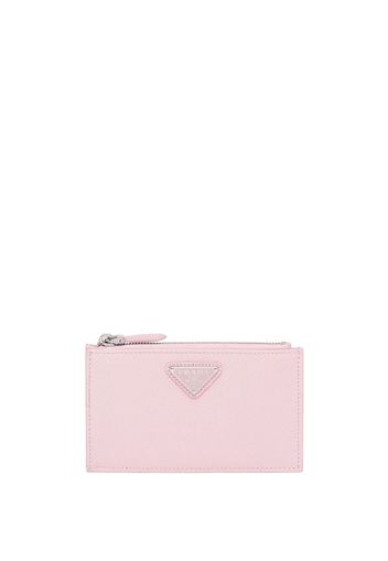 Prada logo-plaque leather cardholder - Rosa