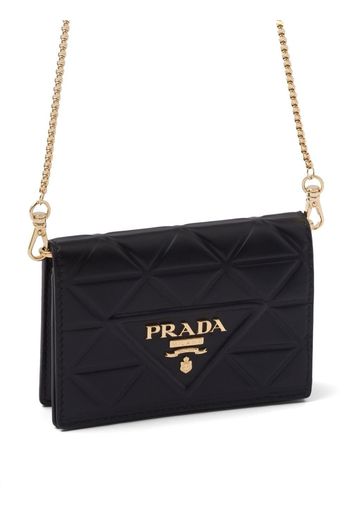 Prada triangle-logo leather card holder - Nero