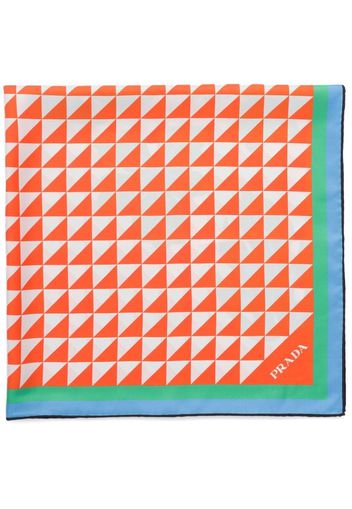 Prada logo-triangle printed scarf - Arancione