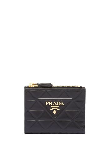 Prada logo-plaque diamond-quilt wallet - Nero