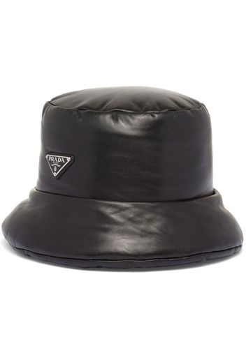 Prada enamelled-logo nappa leather bucket hat - Nero