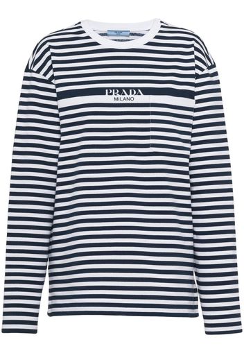 Prada striped logo-print T-shirt - Blu