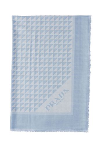 Prada patterned-jacquard wool-silk scarf - Blu