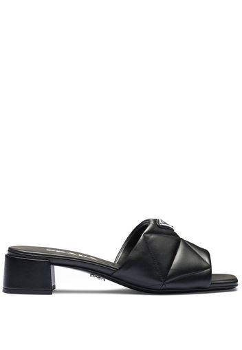 Prada 45mm triangle-logo leather sandals - Nero