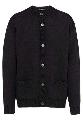 Prada Cardigan con logo a triangolo - Nero