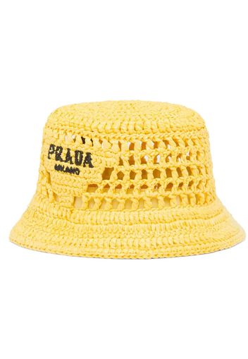 Prada logo-embroidered woven bucket hat - Giallo