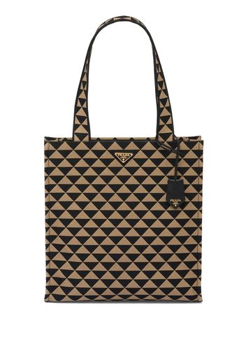 Prada large Symbole embroidered tote bag - Nero