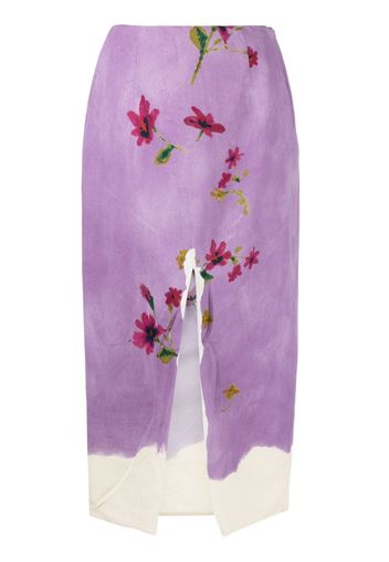 Prada floral-print midi skirt - Viola