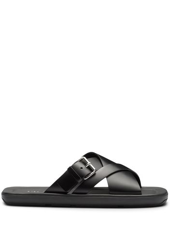 Prada brushed double crisscross sandals - Nero