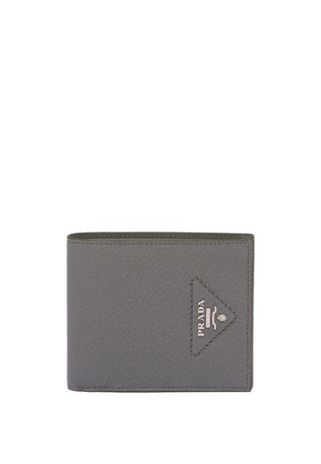 Prada pebbled-texture logo-plaque wallet - Grigio