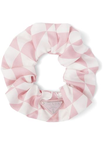 Prada logo-plaque detail hair scrunchie - Rosa