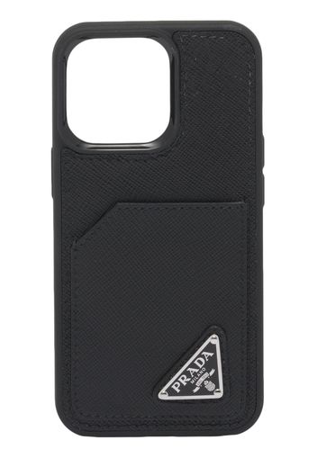 Prada Saffiano leather iPhone 14 Pro case - Nero