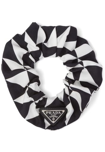 Prada logo-plaque hair scrunchie - Nero