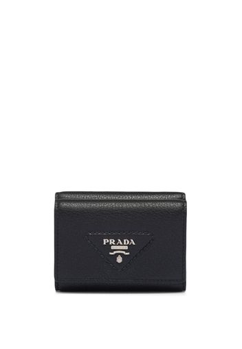 Prada Portafoglio bi-fold con placca logo - Nero