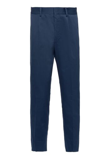 Prada rear logo-patch tailored trousers - Blu