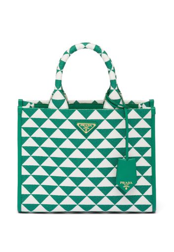 Prada Small Prada Symbole embroidered fabric handbag - Verde