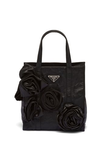 Prada mini floral-appliqué tote bag - Nero