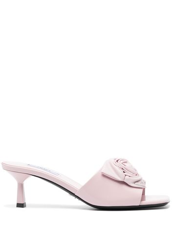 Prada floral-appliqué open-toe mules - Rosa