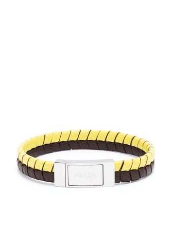 Prada logo-debossed braided bracelet - Giallo