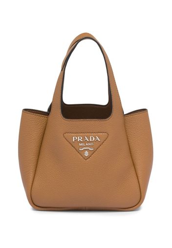 Prada logo-plaque tote bag - Marrone