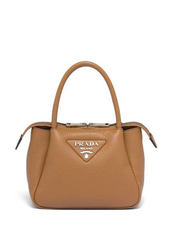 Prada logo-embellished leather mini bag - Marrone