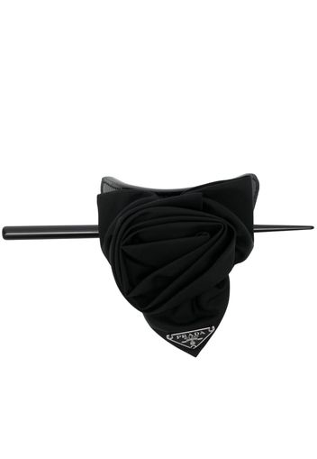 Prada logo-plaque hair pin - Nero