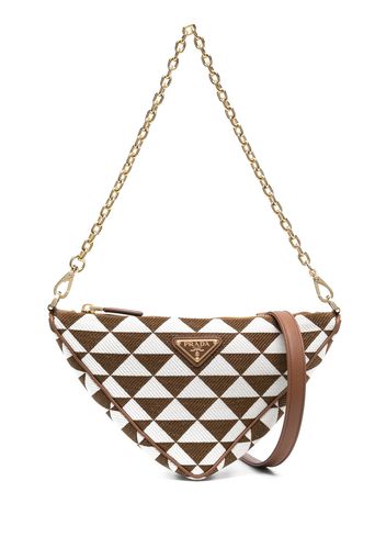 Prada triangle-logo embroidered bag - Marrone