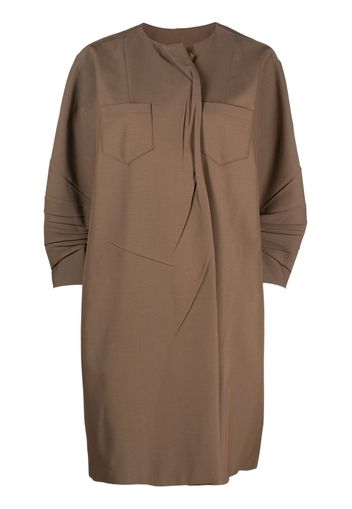 Prada crinkled asymmetric mid-length coat - Marrone