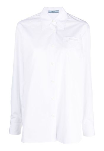 Prada logo-embroidered cotton shirt - Bianco