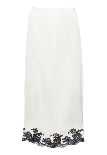 Prada Satin crepe and lace midi-skirt - Bianco